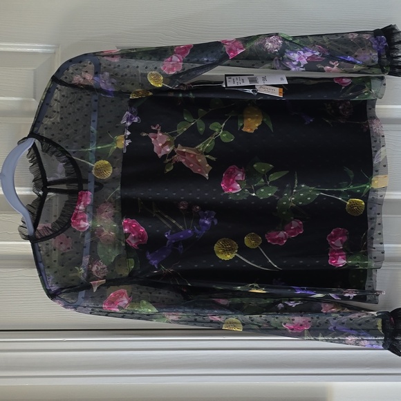 52SEVEN BRAND WOMEN'S BLUE LACEY FLORAL TOP SIZE SMALL - Picture 1 of 15